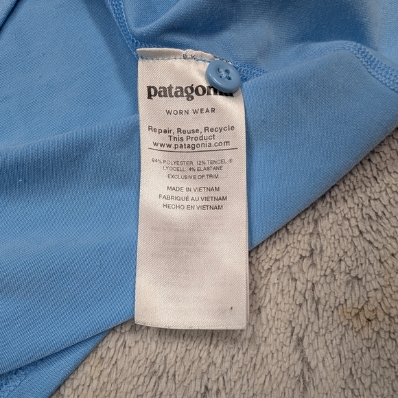 Patagonia Shirt Mens L Blue Polo Soft Stretch Performance Hike Golf Cactusflats - Picture 8 of 9